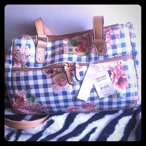 Time and Tru Floral Gingham Handbag